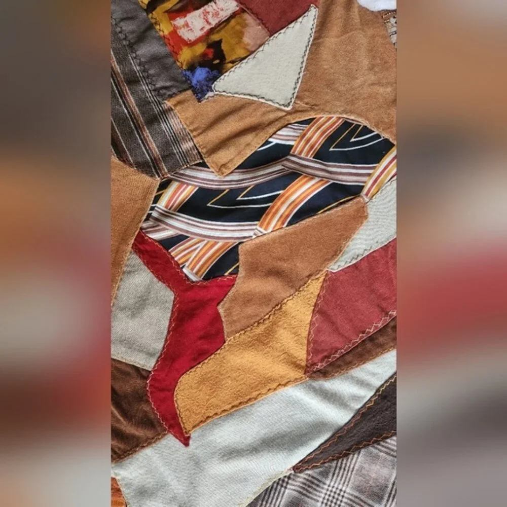Crazy Quilt with‎ Multicolor Design Retro 70 Hunter Colors Thick Plush Handcraft